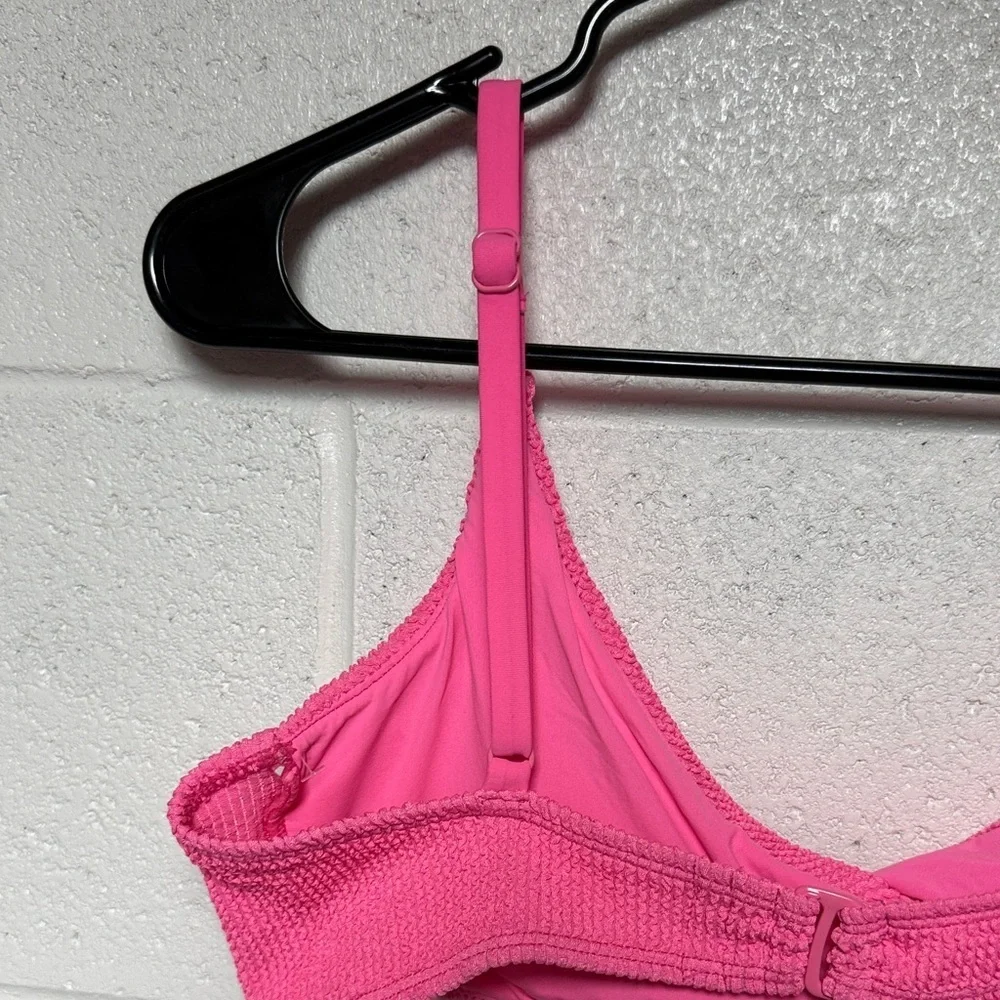 Good American Pink Textured Swim Top